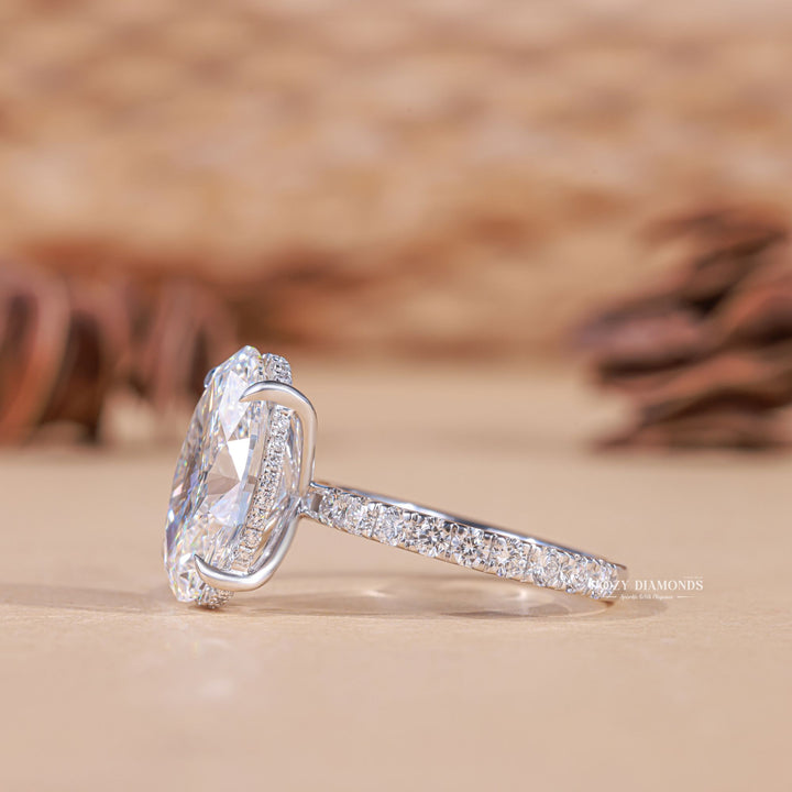 4.50CT - 5.50CT Oval Cut E/VS1 Lab Grown Diamond Hidden Halo Engagement Ring - Doozy Diamonds