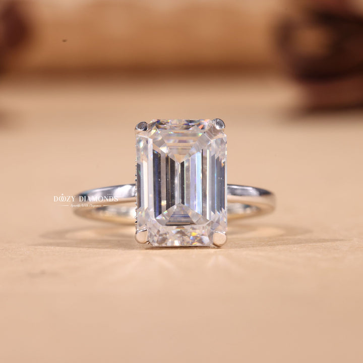 3.0CT-4.0CT Emerald E/VS2 Lab Grown Hidden Halo Diamond Engagement Ring