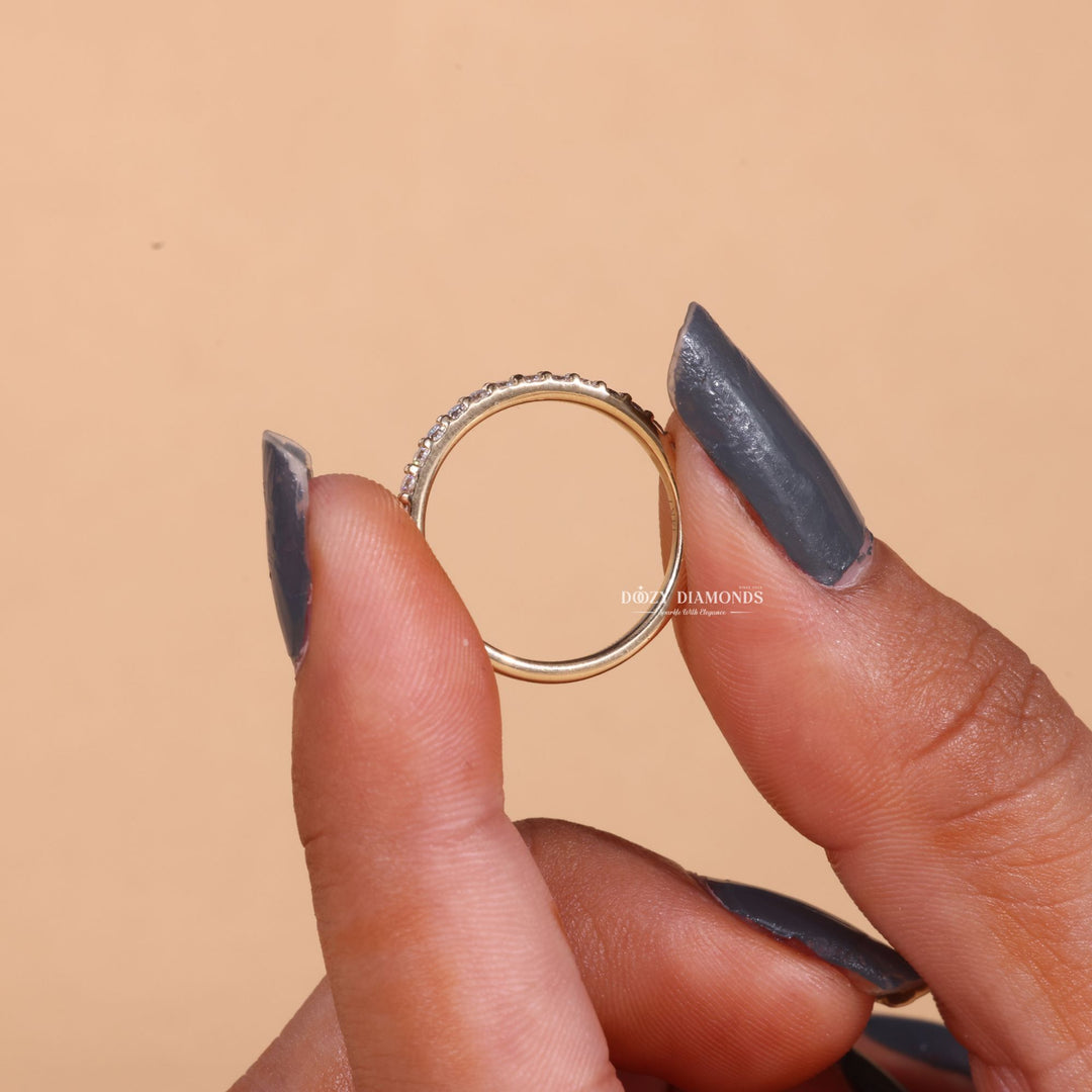 Round Cut Lab Grown Diamond EF/VVS Half Eternity Wedding Band