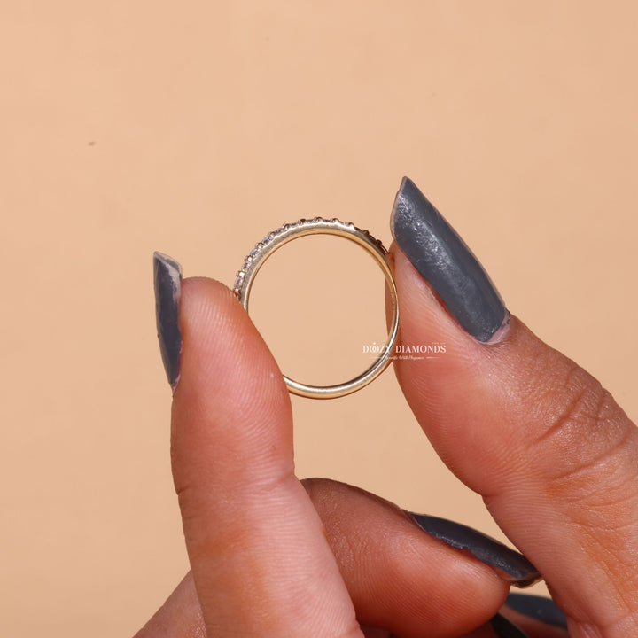Round Cut Lab Grown Diamond EF/VVS Half Eternity Wedding Band