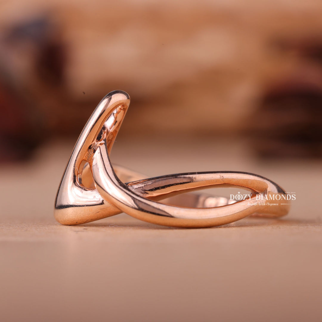 14k-18k Solid Rose Gold Plain Unique Wedding Band