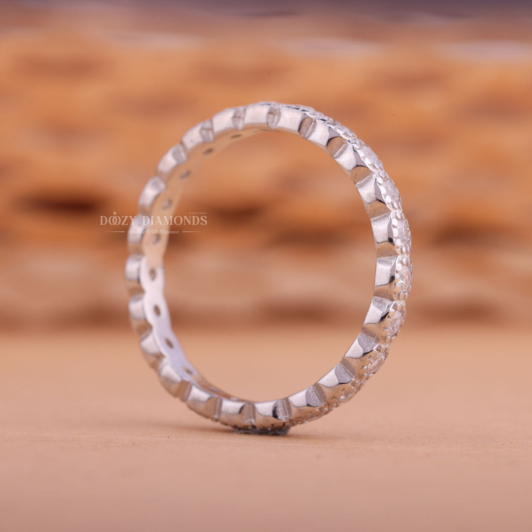 Round Diamond CVD EF/VVS Full Eternity Milgrain Wedding Band