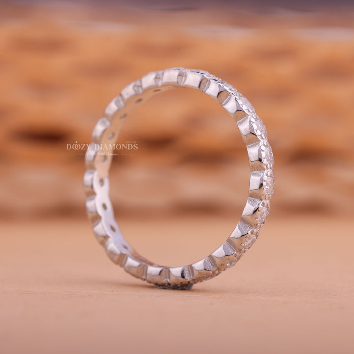 Round Diamond CVD EF/VVS Full Eternity Milgrain Wedding Band
