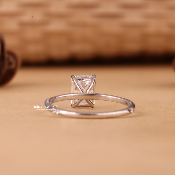 1.50CT-2.50CT Emerald Cut E/VS1 Lab Grown Diamond Pave Engagement Ring