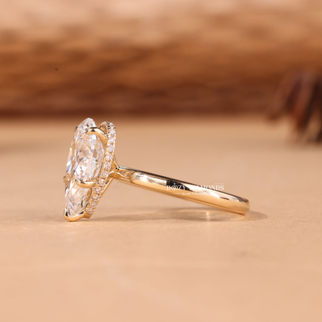 3.0CT-5.0CT Pear Cut E/VS1 Lab Grown Diamond Hidden Halo Engagement Ring