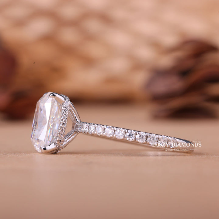 3.0CT-4.0CT Cushion E/VS1 Lab Grown Diamond Hidden halo Engagement Ring