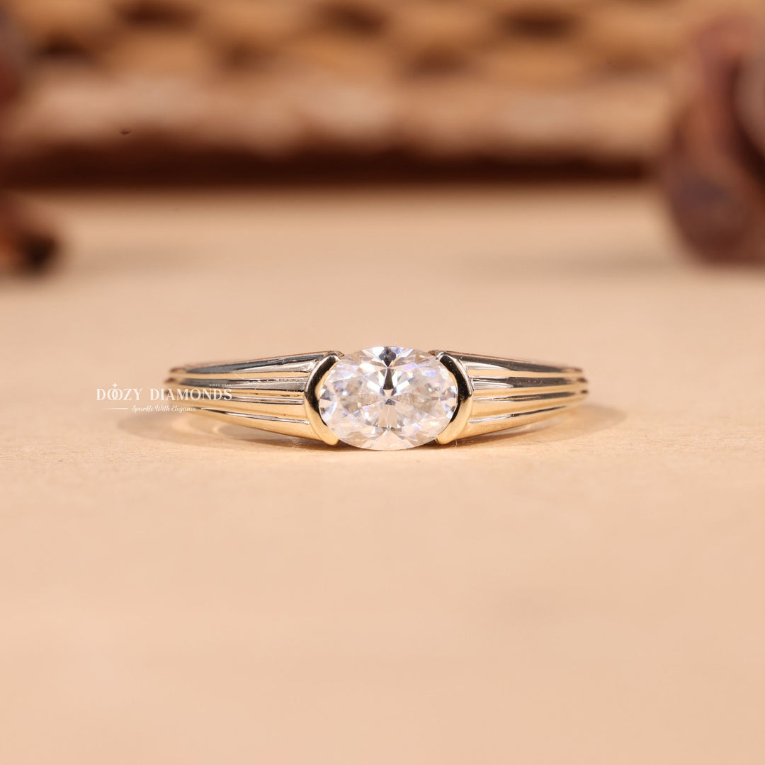 0.50CT-1.50CT East West Oval F/VS2 Lab Grown Diamond Engagement Ring