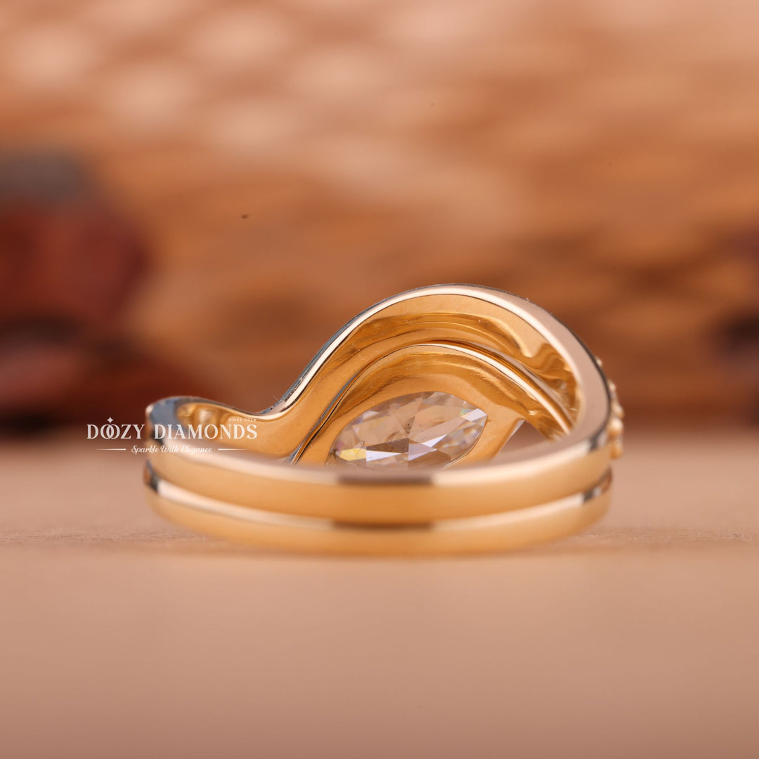 2.50CT Marquise Cut F-VS2 Lab Grown Unique Wedding Ring with Diamond Band