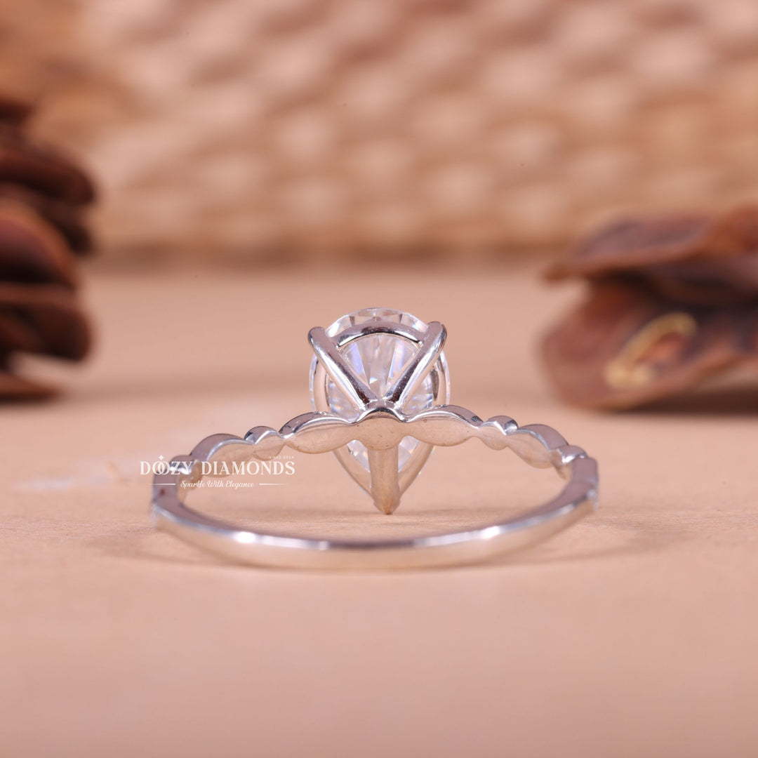 2.50CT-3.50CT Pear E/VS1 Lab Created Diamond Vintage Pave Engagement Ring
