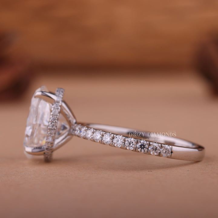 2.50CT-3.50CT Oval F/VS1 Lab Created Diamond Hidden Halo Engagement Ring