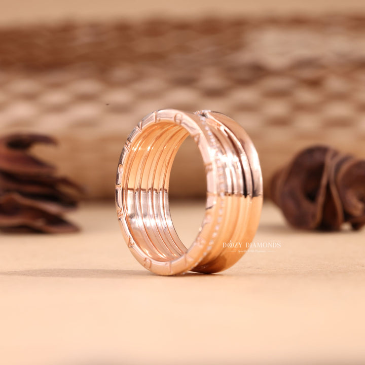 Round Cut Lab Grown Diamond EF/VVS Cigar Wedding Band for Her