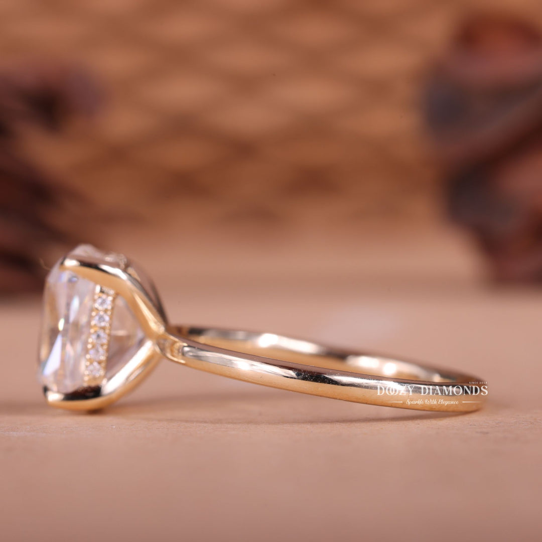 2.50CT-3.50CT Elongated Cushion E/VS1 Lab Created Hidden Halo Engagement Ring