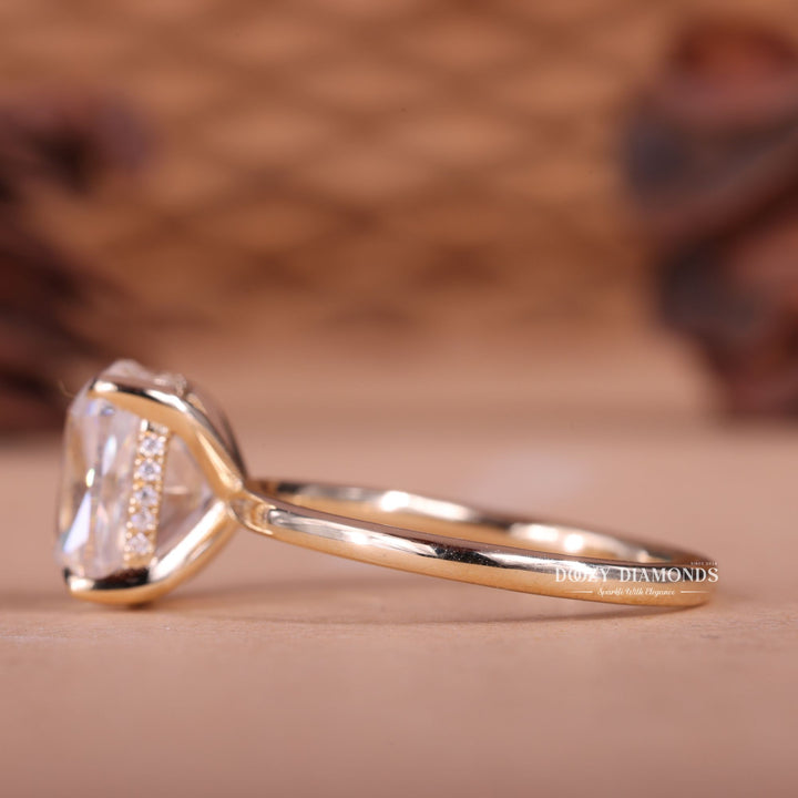 2.50CT-3.50CT Elongated Cushion E/VS1 Lab Created Hidden Halo Engagement Ring