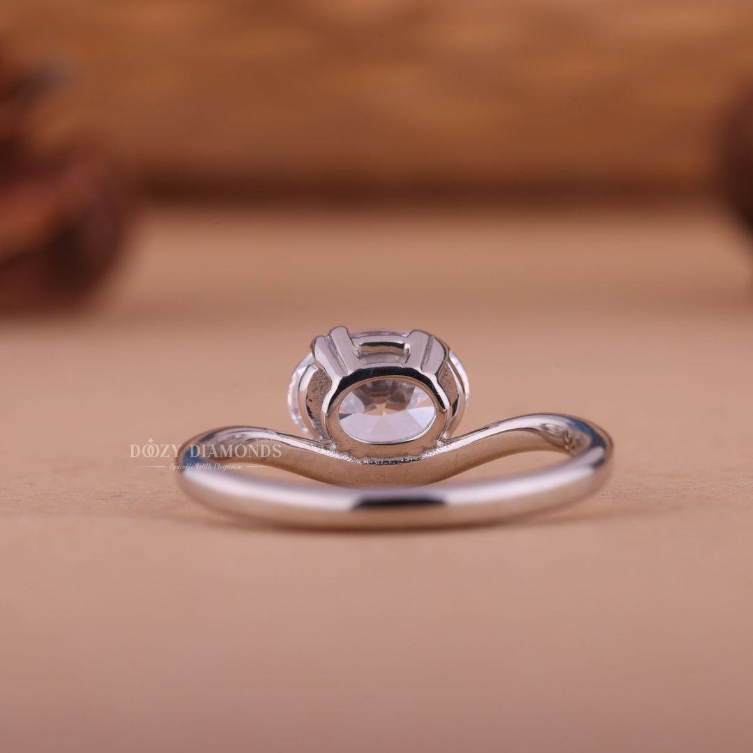 2.0CT-3.0CT East West Oval F/VS1 Lab Grown Diamond Wave Engagement Ring