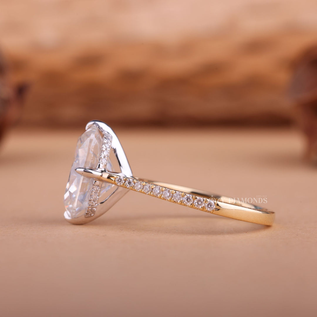 2.50CT-3.50CT Cushion F/VS1 Lab Grown Diamond Hidden Halo Engagement Ring