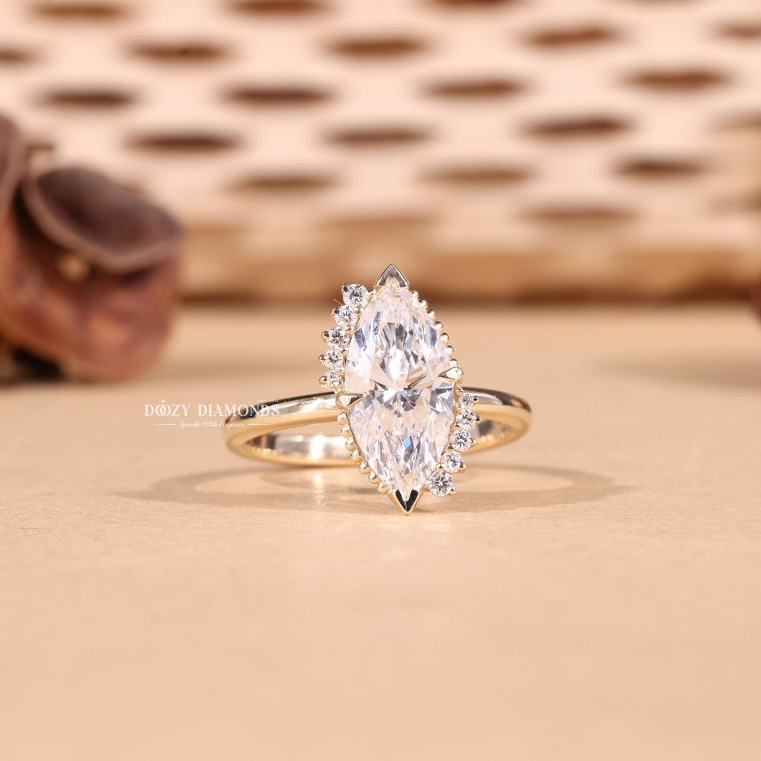 2.0CT-3.0CT Marquise Cut F/VS2 Lab Grown Vintage Cluster Diamond Engagement Ring