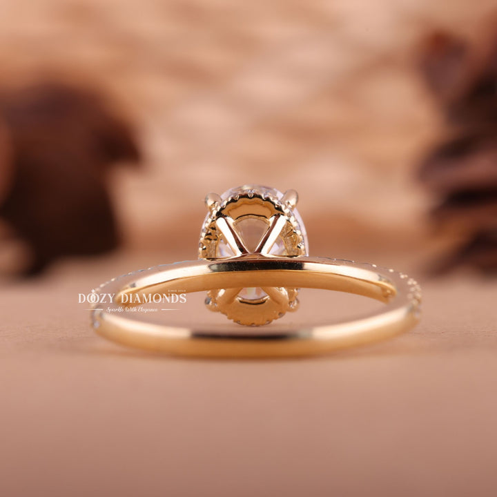 1.50CT-2.50CT Oval E/VS2 Lab Created Diamond Hidden Halo Engagement Ring