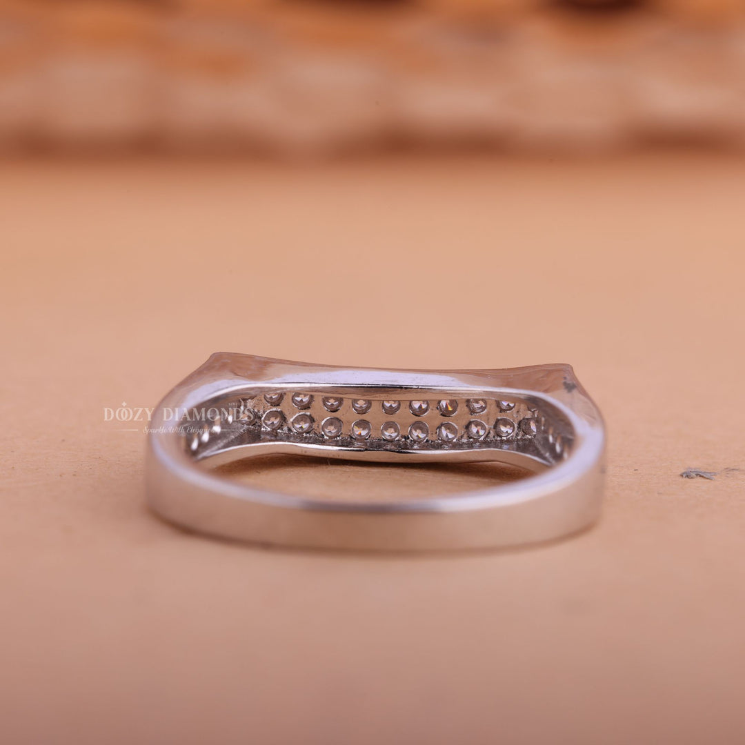 Round Diamond CVD EF/VVS Double Row Wedding Band