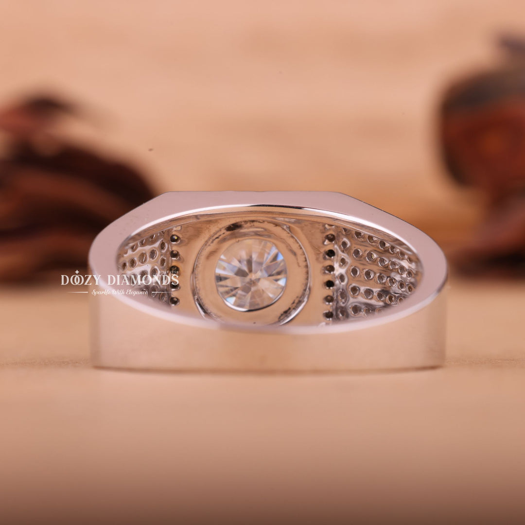 1.0CT Round Cut Lab Grown F/VS Diamond Pave Men's Wedding Ring