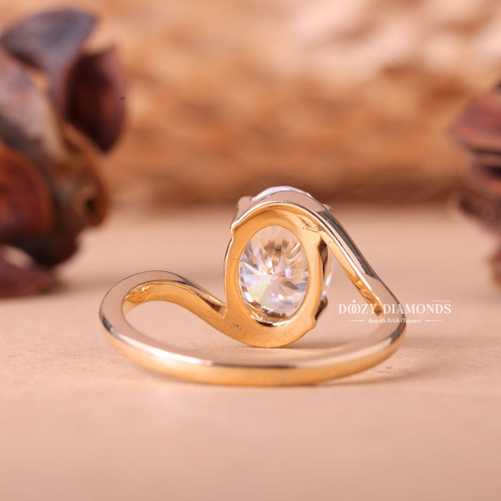 2.0CT-3.50CT Oval E/VS2 Lab Grown Diamond Bypass Engagement Ring