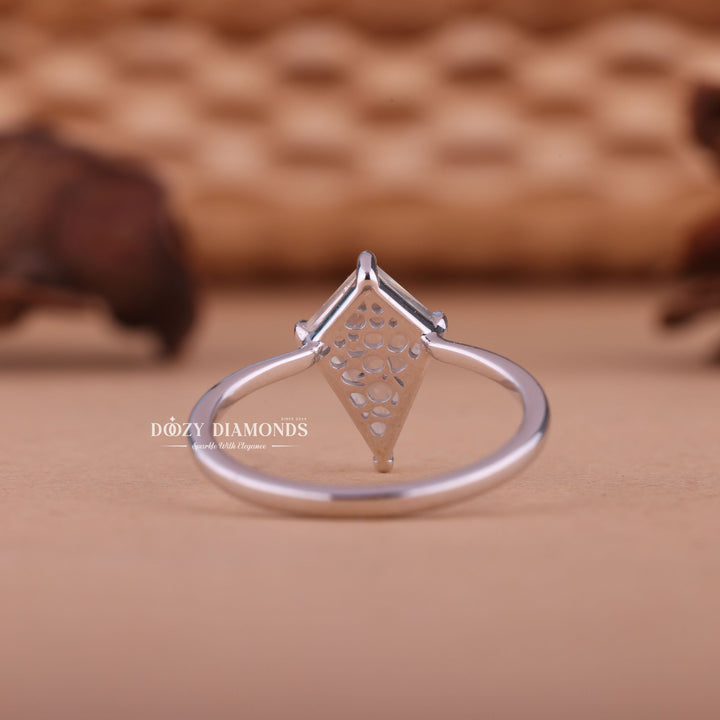 1.0CT-2.0CT Kite Shape F/VS1 Lab Created Antique Style Art Deco Engagement Ring
