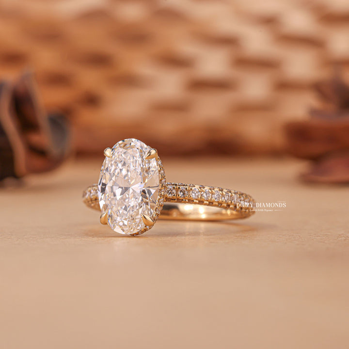 2.50CT - 3.50CT Oval Cut F/VS1 Lab Grown Hidden Halo Diamond Engagement Ring - Doozy Diamonds