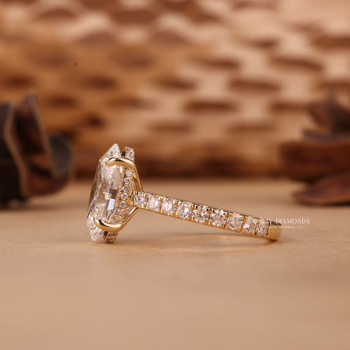 3.0CT-4.0CT Oval Cut F/VS1 Hidden Halo Lab Grown Diamond Engagement Ring