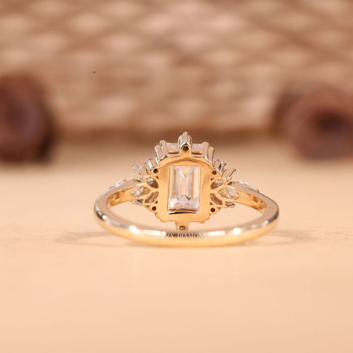 1.50CT-2.50CT Emerald Cut E/VS1 Lab Grown Diamond Cluster Engagement Ring