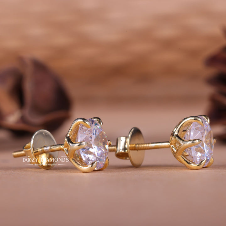 Round EF-VS2 Lab-Grown Diamond Tulip Set Stud Earrings