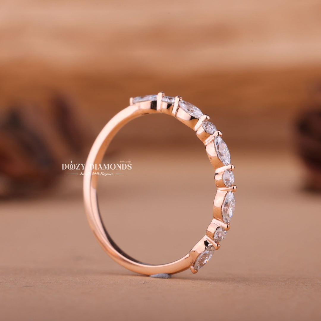 Round & Marquise EF/VVS Diamond Lab Grown Alternative Wedding Band
