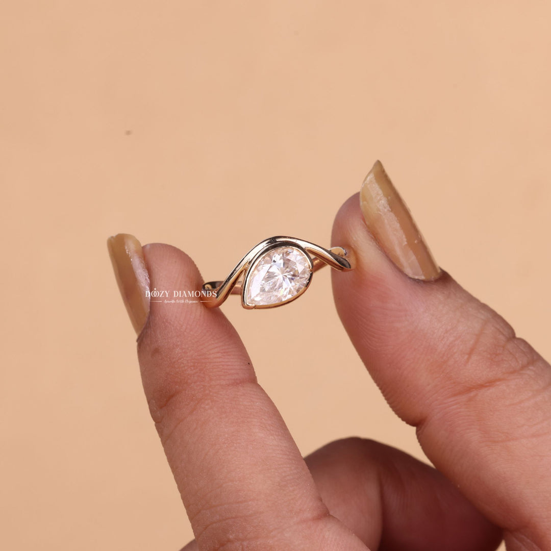 2.0CT-3.0CT Bezel Set Marquise F/VS2 Lab Grown Waves Diamond Engagement Ring