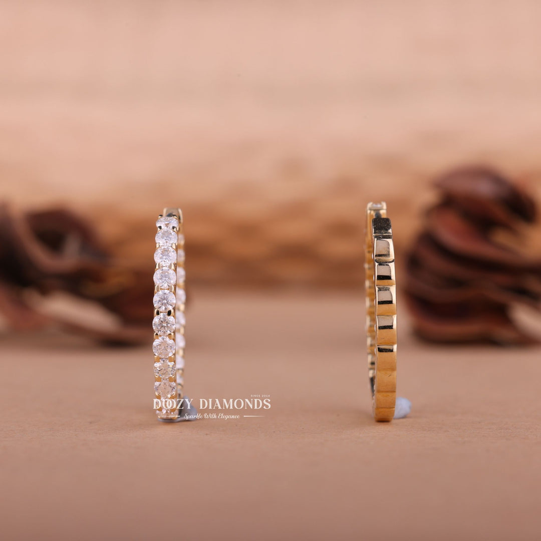 Round EF-VS2 Lab-Grown Diamond Hoops Earrings in 18k Yellow Gold