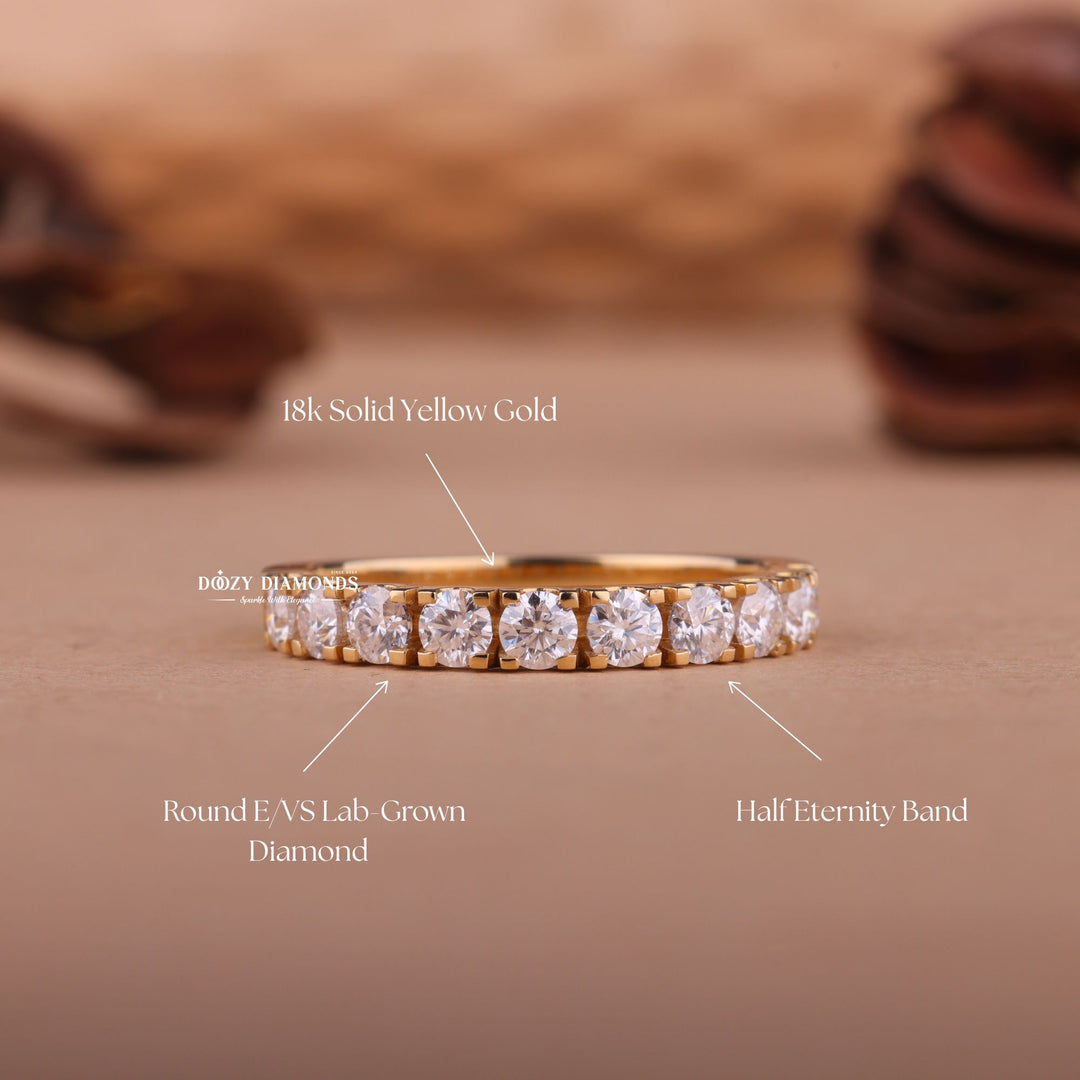 2.50mm Round EF/VVS Diamond Lab Grown Half Eternity Wedding Band