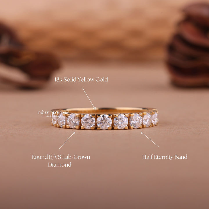 2.50mm Round EF/VVS Diamond Lab Grown Half Eternity Wedding Band