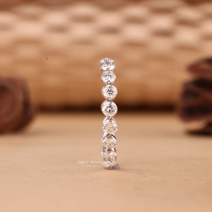 Round Cut Lab Grown Diamond EF/VVS Floating Bubble Full Eternity Wedding Band