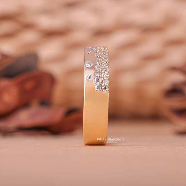 Round Diamond Flush Band, Lab Grown Diamond Wedding Band