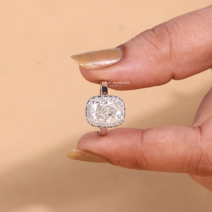 2.50CT-3.50CT Cushion Cut E/VS1 Lab Grown Double Halo Diamond Engagement Ring