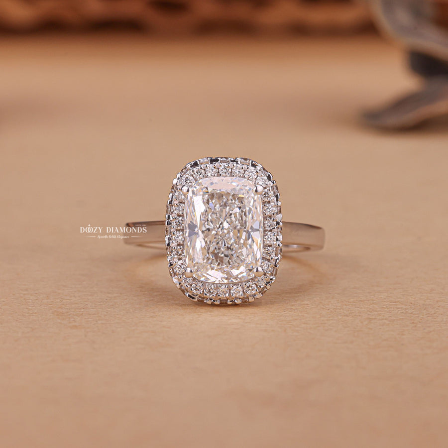 2.50CT - 3.50CT Cushion Cut E/VS1 Lab Grown Double Halo Diamond Engagement Ring - Doozy Diamonds