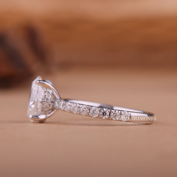 2.0CT-4.0CT Oval E/VS2 Lab Created Diamond Hidden Halo Engagement Ring
