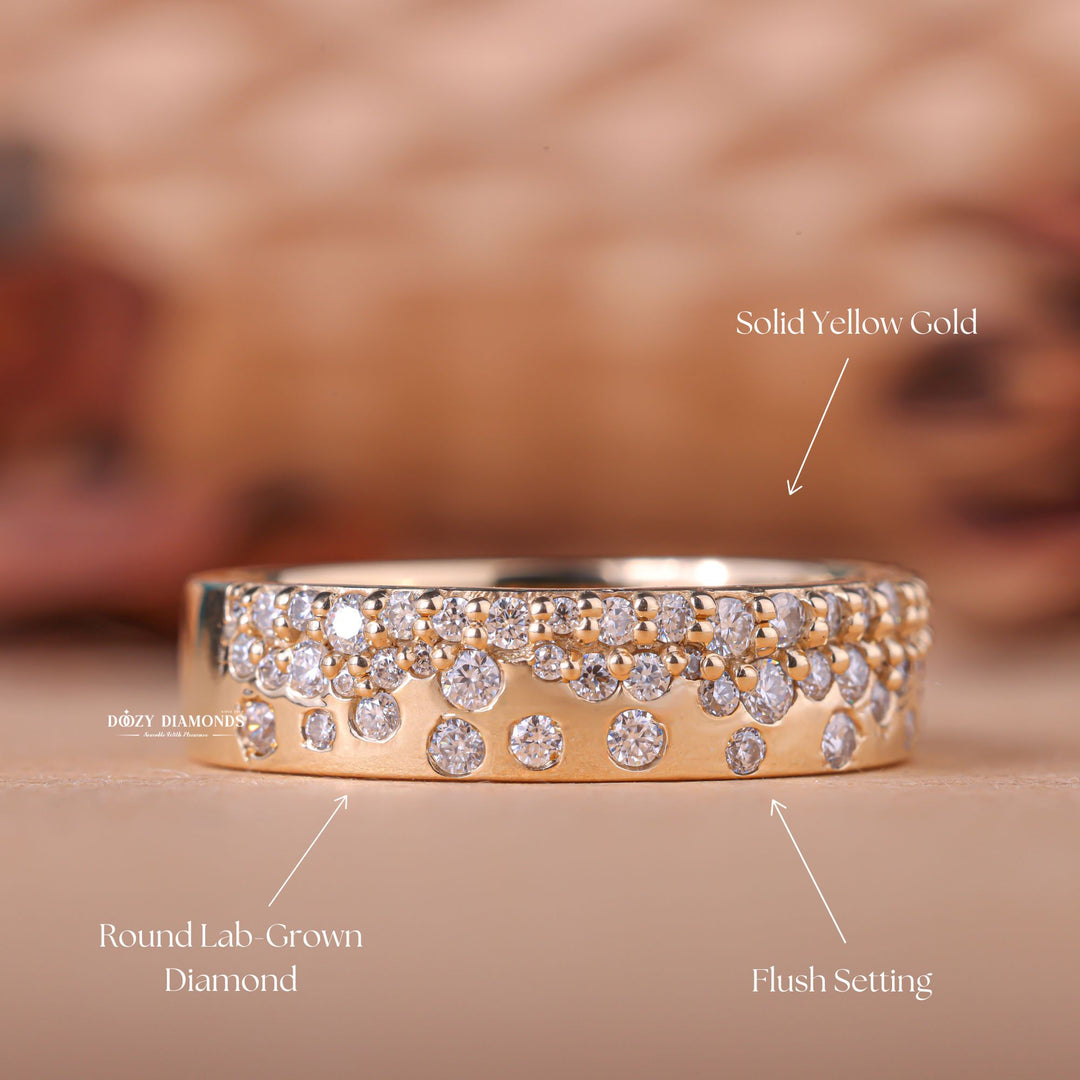 Round Diamond Flush Band, Lab Grown Diamond Wedding Band