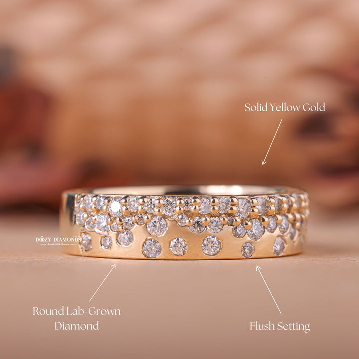 Round Diamond Flush Band, Lab Grown Diamond Wedding Band