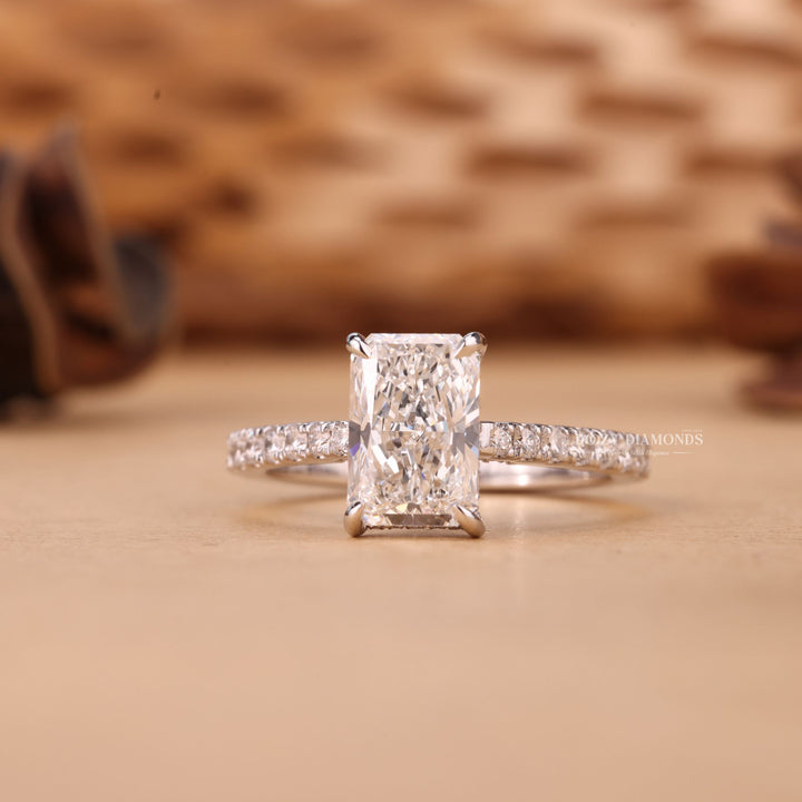 1.50CT-2.50CT Radiant Cut F/VS2 Lab Grown Diamond Hidden Halo Engagement Ring