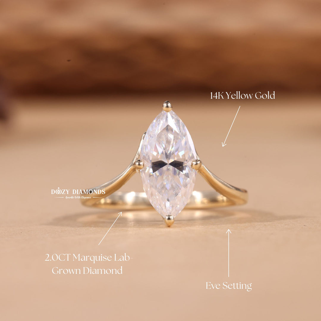2.0CT-3.0CT Marquise Cut E/VS1 Lab Grown Diamond Eve Engagement Ring