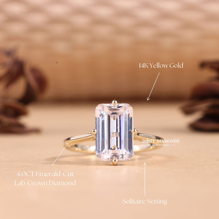 4.0CT-6.0CT Emerald Cut E/VS1 Lab Grown Diamond Hidden Halo Engagement Ring