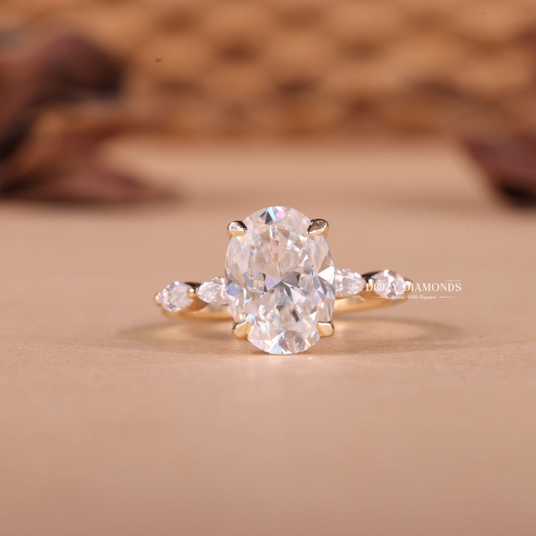 2.50CT-3.50CT Oval F/VS2 Lab Grown Diamond Pave Engagement Ring