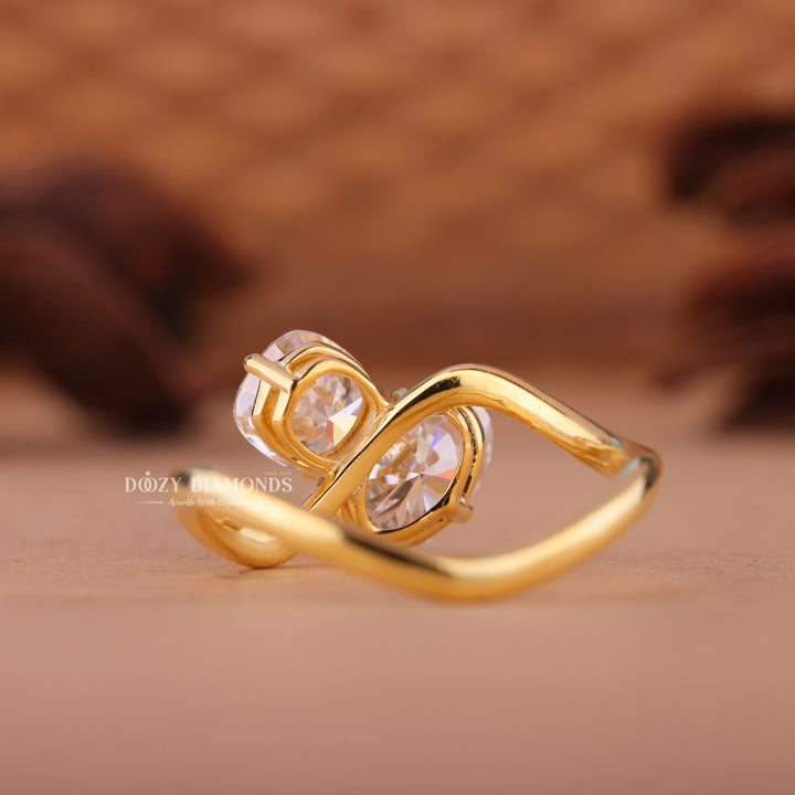 Cushion & Oval Cut Lab Grown Diamond Toi et Moi Engagement Ring