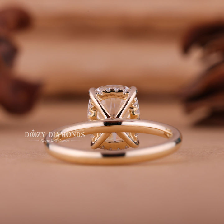 2.0CT-3.0CT Cushion E/VS1 Lab Created Hidden Halo Diamond Engagement Ring