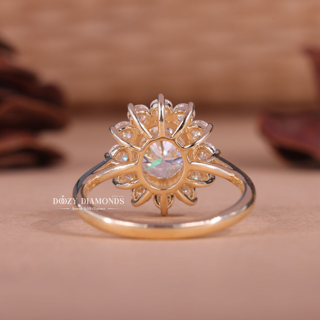 2.0CT-3.0CT Oval E/VS1 Floral Halo Lab Grown Diamond Engagement Ring