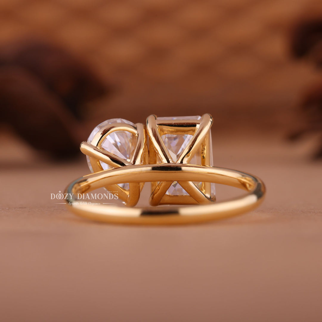 Emerald & Pear Cut Lab Grown Toi et Moi Diamond Engagement Ring