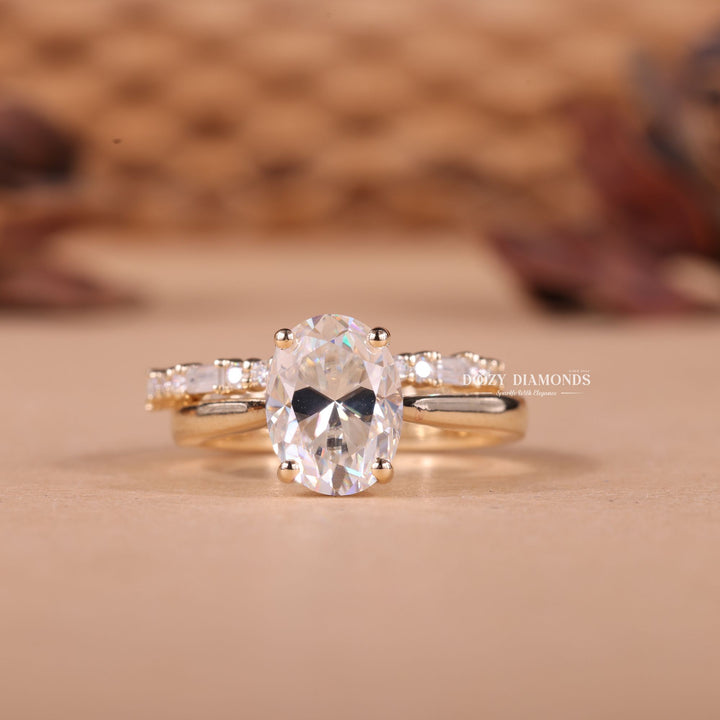 2.50CT Oval Cut EF-VS2 Lab Grown Solitaire Wedding Ring with Full Eternity Band